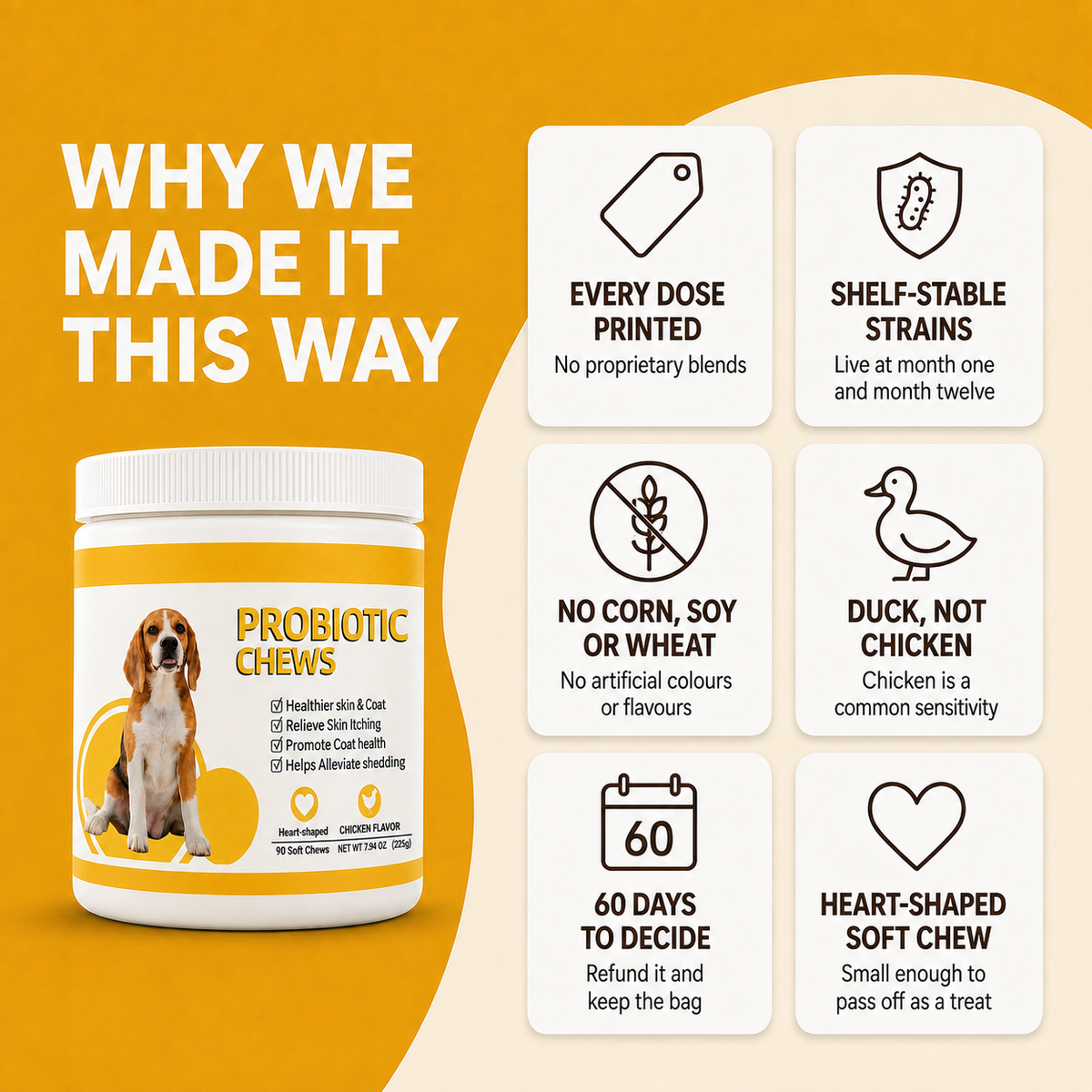 Thrive Daily Probiotic Soft Chews for Dogs — Gut Health, Firm Stools & Sensitive Stomach Support