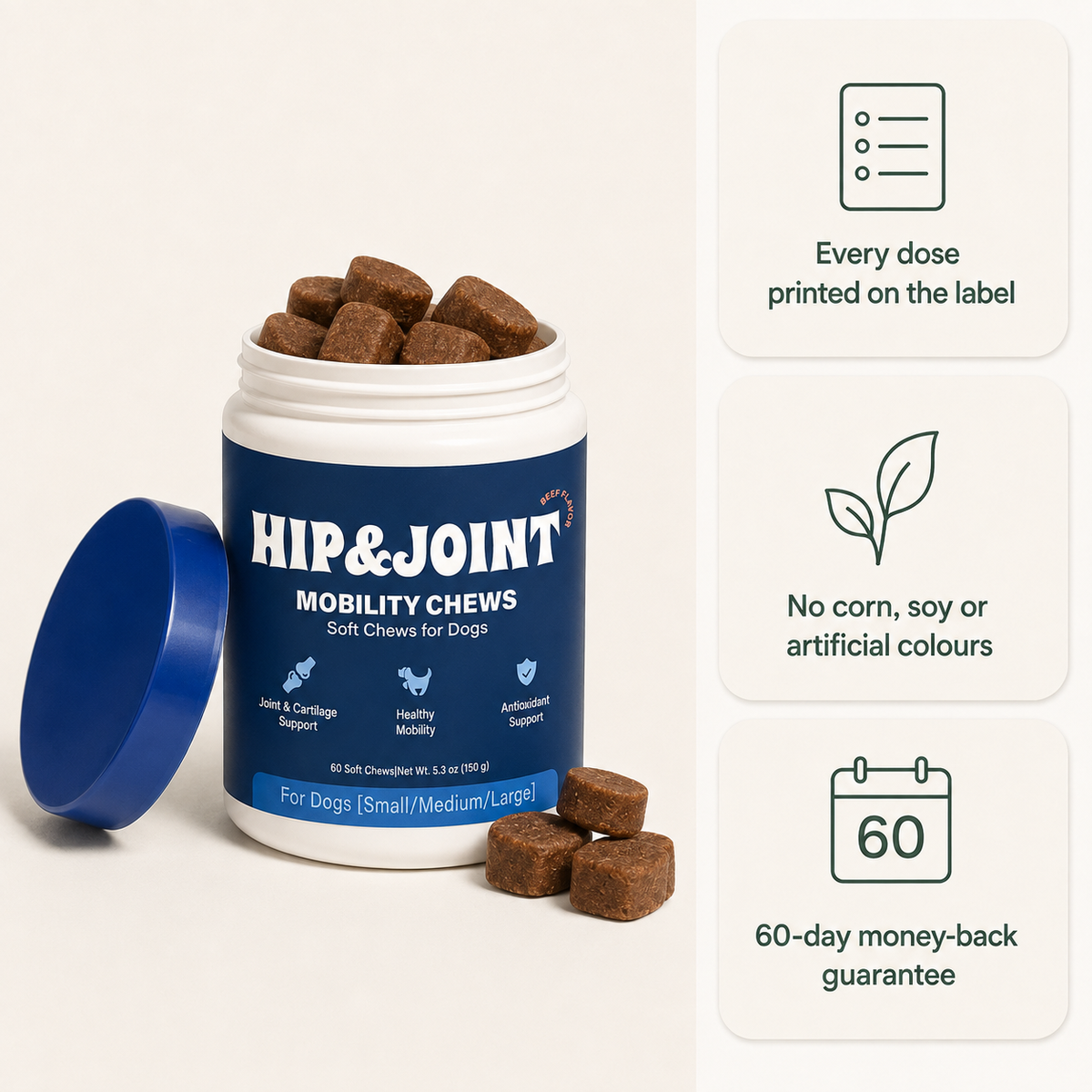 Stride Hip & Joint Mobility Chews for Dogs — Glucosamine & Chondroitin Soft Chews
