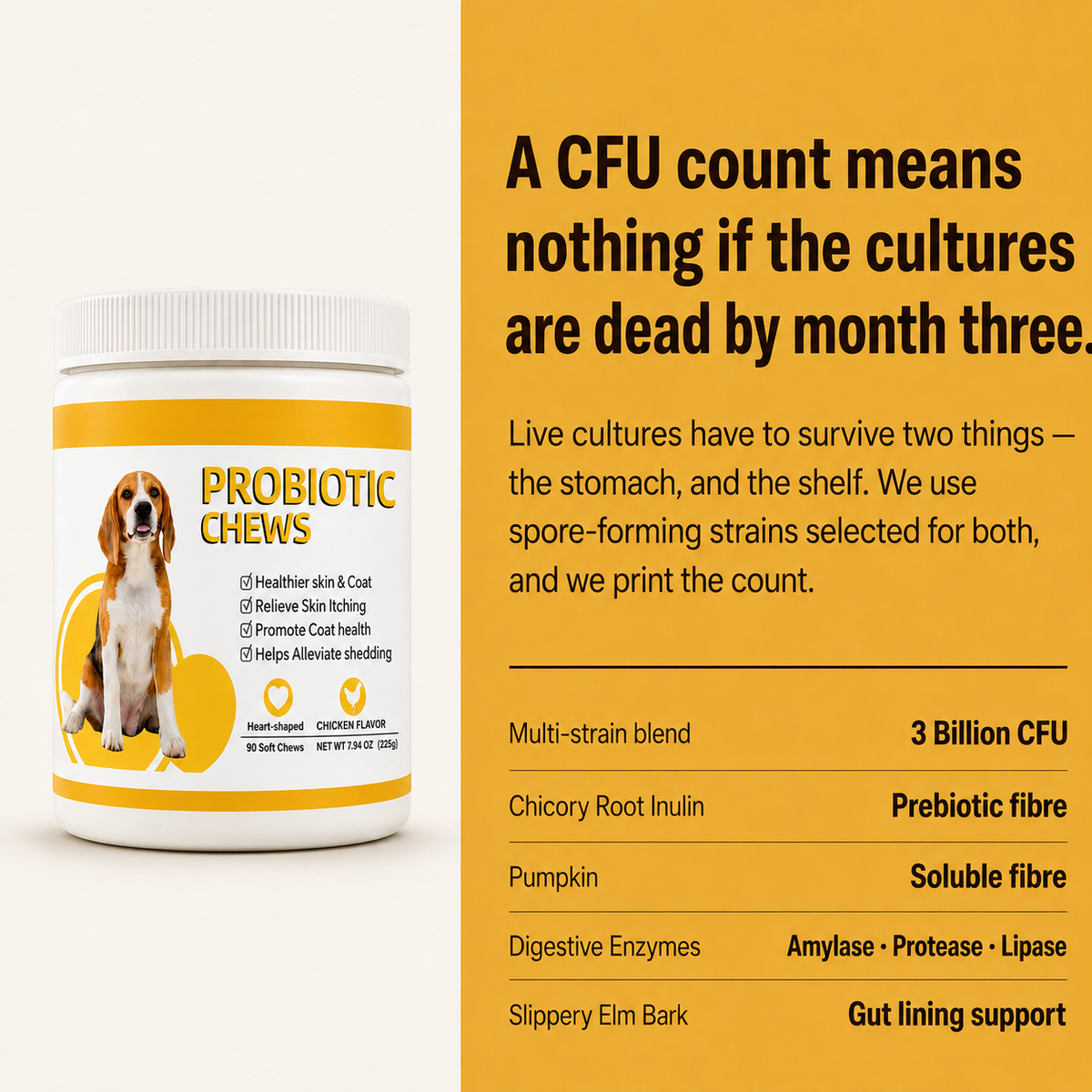 Thrive Daily Probiotic Soft Chews for Dogs — Gut Health, Firm Stools & Sensitive Stomach Support