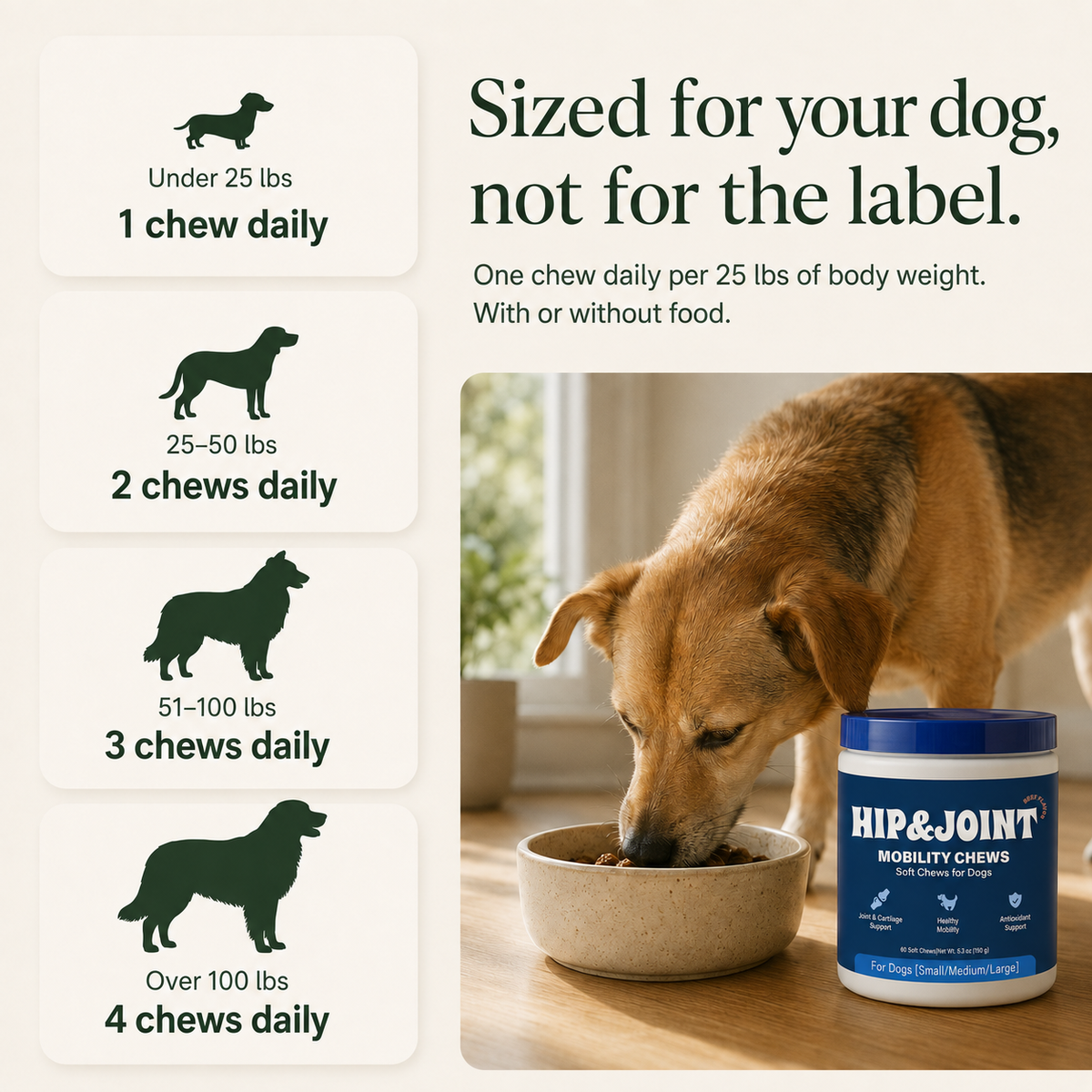 Stride Hip & Joint Mobility Chews for Dogs — Glucosamine & Chondroitin Soft Chews