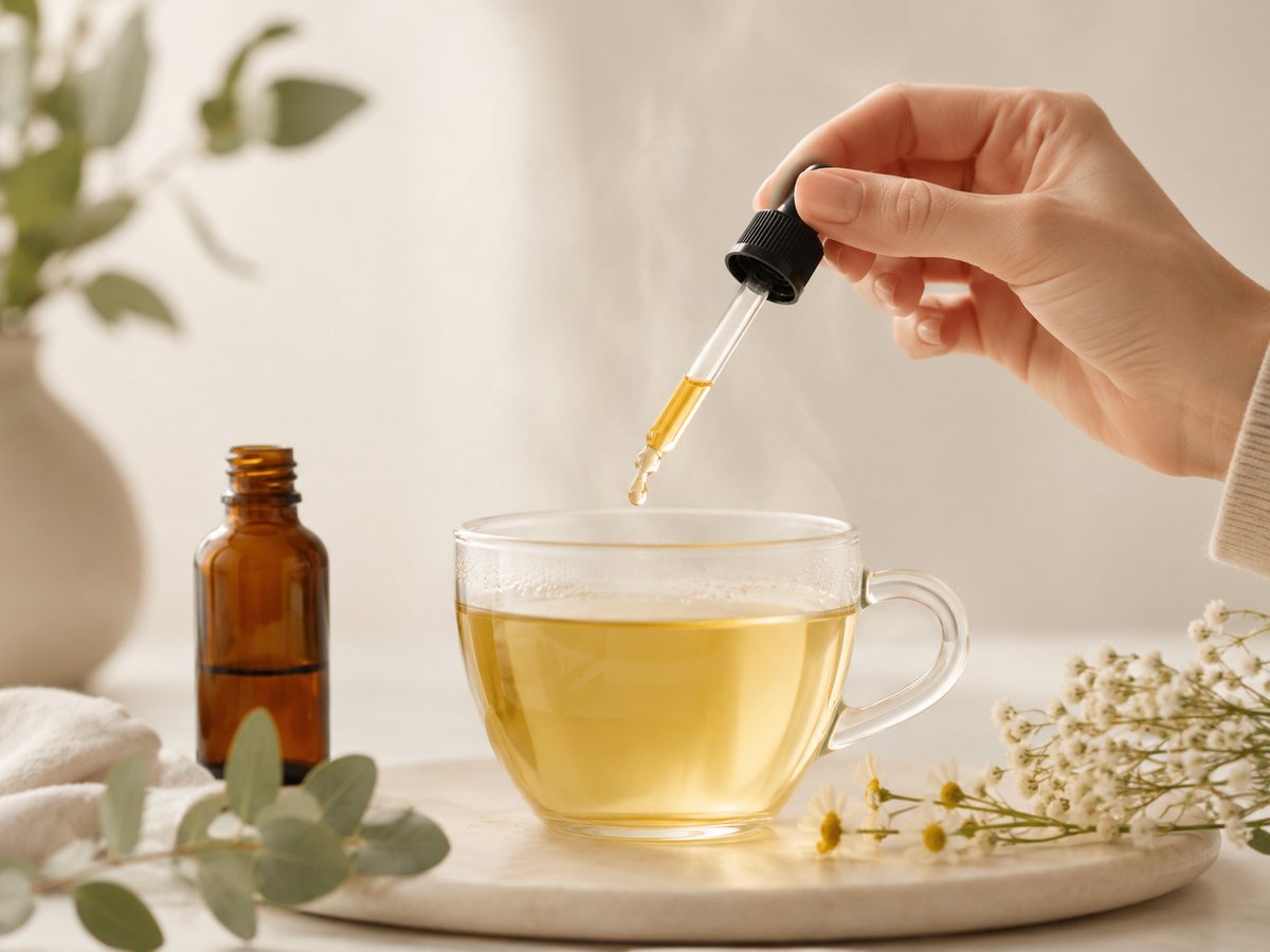 Add drops to water or tea